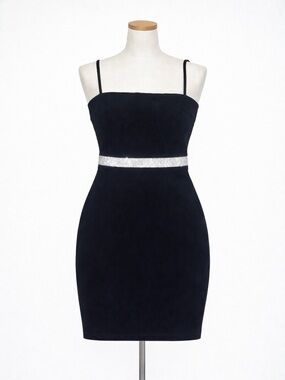 Vintage 90s Y2K Rhinestone Banded Mini Tank Dress XS